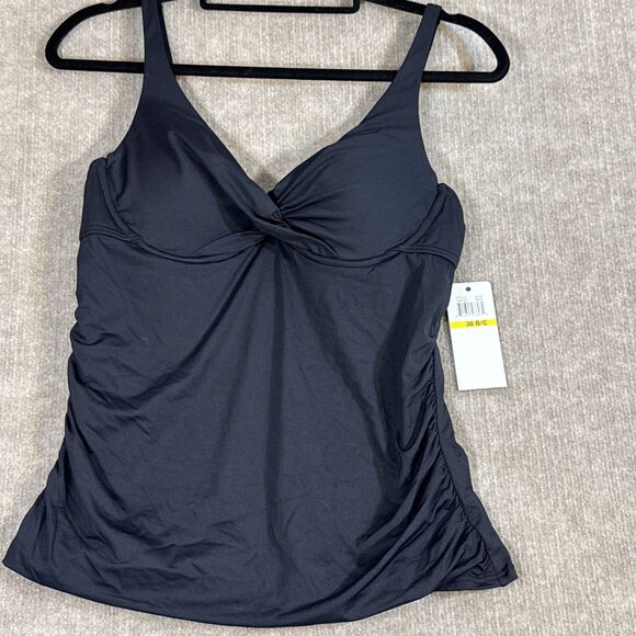 Anne Cole Signature Underwire Twist Tankini Top Black Size 38 B/C NWT - Picture 1 of 2